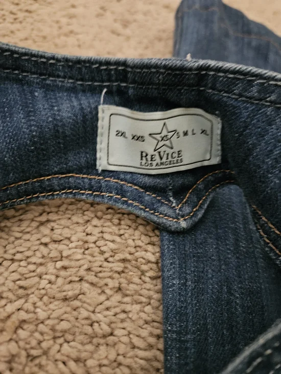 REVICE Indigo Blue Denim Flare Heart Jumpsuit - Picture 4 of 8